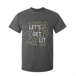 Funny Christmas T Shirt For Kid Let's Get Lit Led Lights Xmas TS11 Dark Heather Print Your Wear