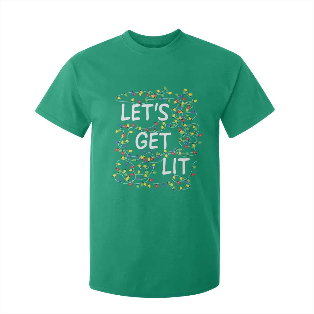 Funny Christmas T Shirt For Kid Let's Get Lit Led Lights Xmas TS11 Irish Green Print Your Wear