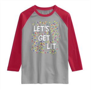 Funny Christmas Raglan Shirt Let's Get Lit Led Lights Xmas TS11 Sport Gray Red Print Your Wear