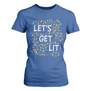 Funny Christmas T Shirt For Women Let's Get Lit Led Lights Xmas TS11 Royal Blue Print Your Wear