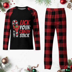 Funny Christmas Plaid Pajama Set I Like To Lick Your Candy Stick TS11 Buffalo Plaid Print Your Wear