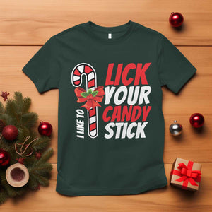 Funny Christmas T Shirt I Like To Lick Your Candy Stick TS11 Dark Forest Green Print Your Wear