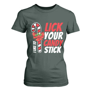 Funny Christmas T Shirt For Women I Like To Lick Your Candy Stick TS11 Dark Forest Green Print Your Wear