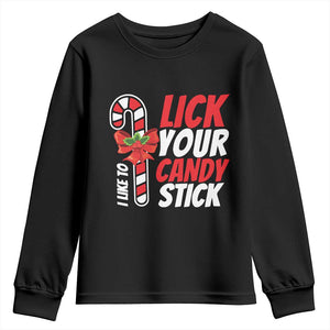 Funny Christmas Youth Sweatshirt I Like To Lick Your Candy Stick TS11 Black Print Your Wear