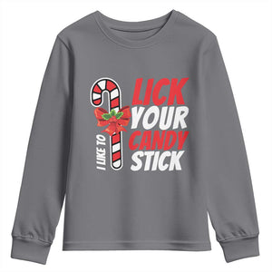 Funny Christmas Youth Sweatshirt I Like To Lick Your Candy Stick TS11 Charcoal Print Your Wear