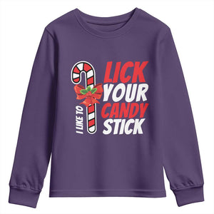 Funny Christmas Youth Sweatshirt I Like To Lick Your Candy Stick TS11 Purple Print Your Wear