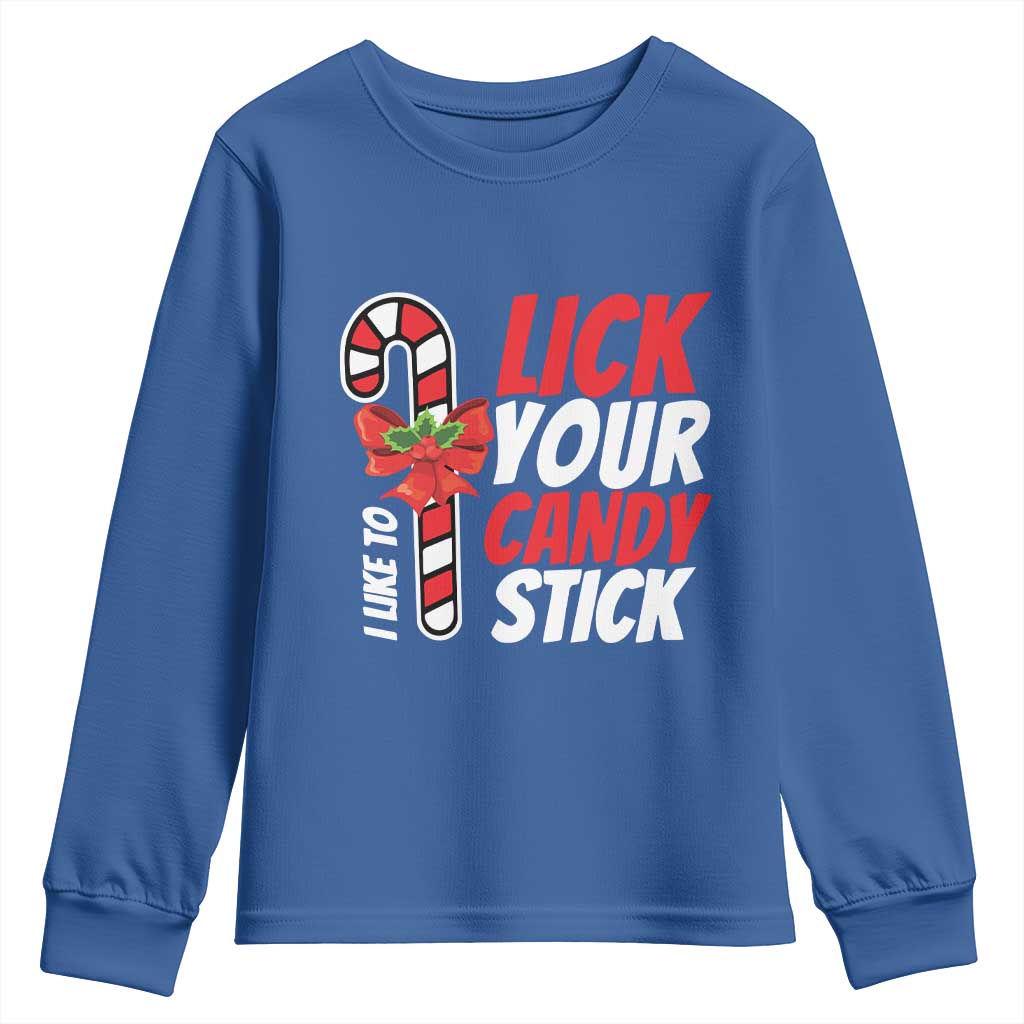 Funny Christmas Youth Sweatshirt I Like To Lick Your Candy Stick TS11 Royal Blue Print Your Wear