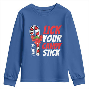 Funny Christmas Youth Sweatshirt I Like To Lick Your Candy Stick TS11 Royal Blue Print Your Wear