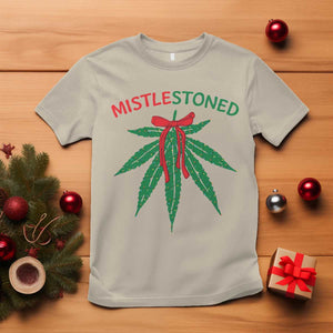 Funny Weed Christmas T Shirt Mistlestoned Mistletoe Led Lights TS11 Sand Print Your Wear