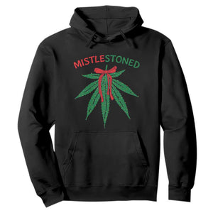 Funny Weed Christmas Hoodie Mistlestoned Mistletoe Led Lights TS11 Black Print Your Wear