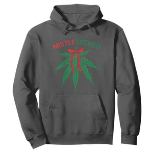 Funny Weed Christmas Hoodie Mistlestoned Mistletoe Led Lights TS11 Dark Heather Print Your Wear