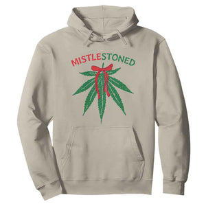 Funny Weed Christmas Hoodie Mistlestoned Mistletoe Led Lights TS11 Sand Print Your Wear