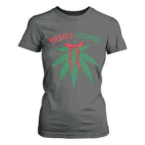 Funny Weed Christmas T Shirt For Women Mistlestoned Mistletoe Led Lights TS11 Dark Heather Print Your Wear