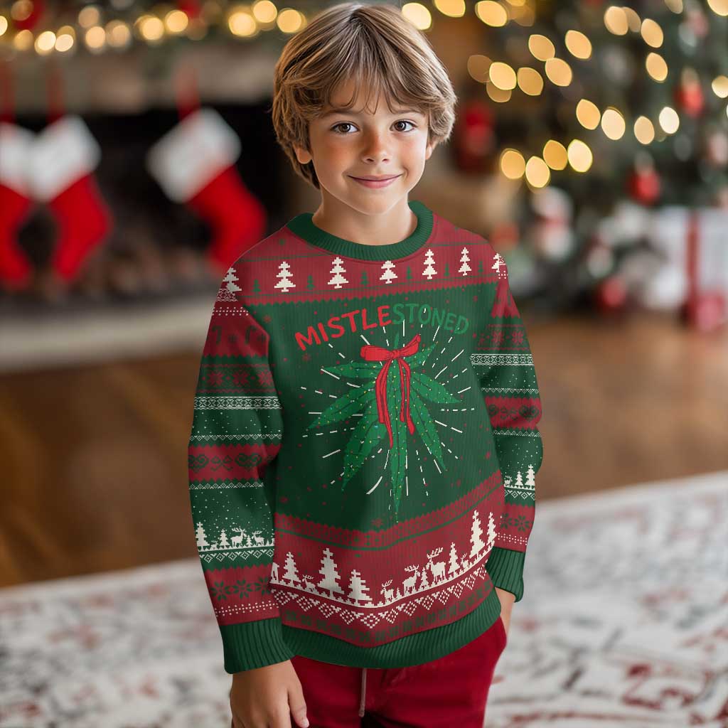 Funny Weed Xmas Ugly Christmas Sweater Mistlestoned Mistletoe Led Lights TS11 Christmas Print Your Wear