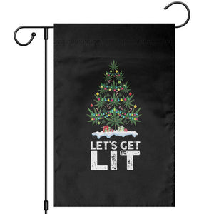 Funny Christmas Weed Garden Flag Let's Get Lit Weeds Xmas Tree TS11 Black Print Your Wear