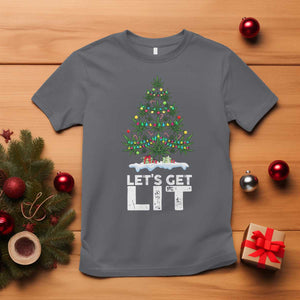 Funny Christmas Weed T Shirt Let's Get Lit Weeds Xmas Tree TS11 Charcoal Print Your Wear