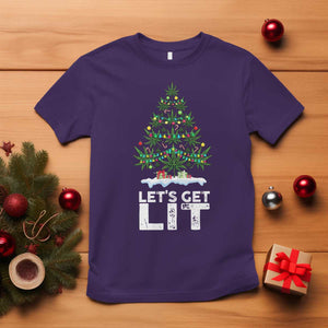 Funny Christmas Weed T Shirt Let's Get Lit Weeds Xmas Tree TS11 Purple Print Your Wear