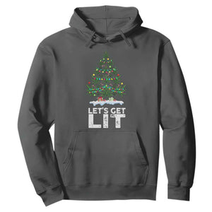 Funny Christmas Weed Hoodie Let's Get Lit Weeds Xmas Tree TS11 Dark Heather Print Your Wear