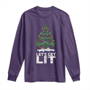 Funny Christmas Weed Long Sleeve Shirt Let's Get Lit Weeds Xmas Tree TS11 Purple Print Your Wear