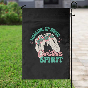 Funny Weed Christmas Garden Flag Rolling Up Some Christmas Spirit Skeleton Hand TS11 Print Your Wear
