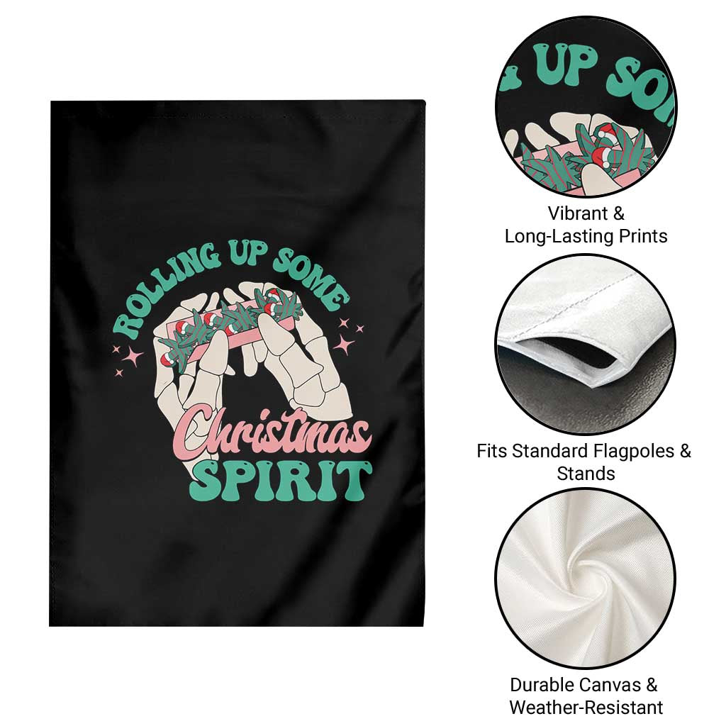 Funny Weed Christmas Garden Flag Rolling Up Some Christmas Spirit Skeleton Hand TS11 Print Your Wear