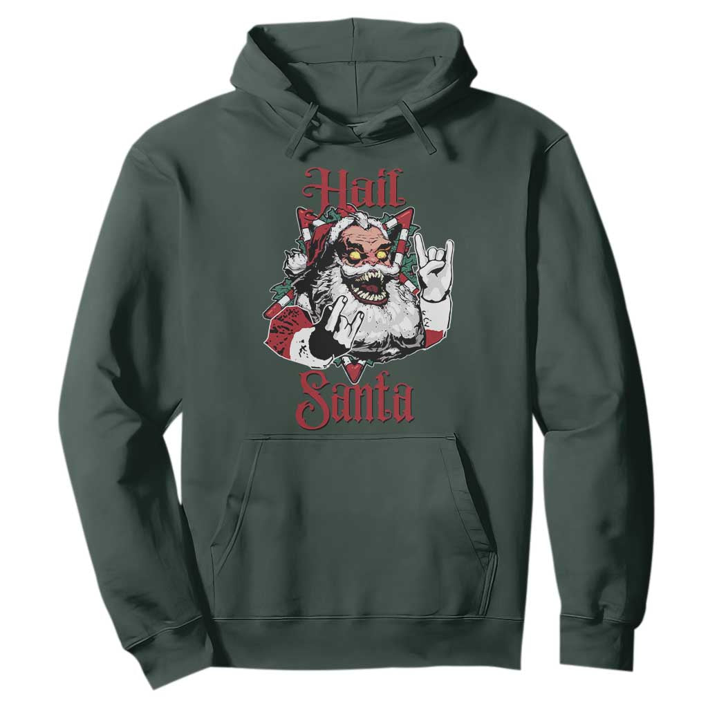Hail Santa Heavy Metal Christmas Hoodie Krampus Xmas Rock & Roll TS11 Dark Forest Green Print Your Wear