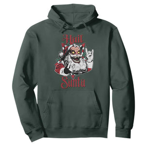Hail Santa Heavy Metal Christmas Hoodie Krampus Xmas Rock & Roll TS11 Dark Forest Green Print Your Wear