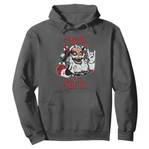 Hail Santa Heavy Metal Christmas Hoodie Krampus Xmas Rock & Roll TS11 Dark Heather Print Your Wear