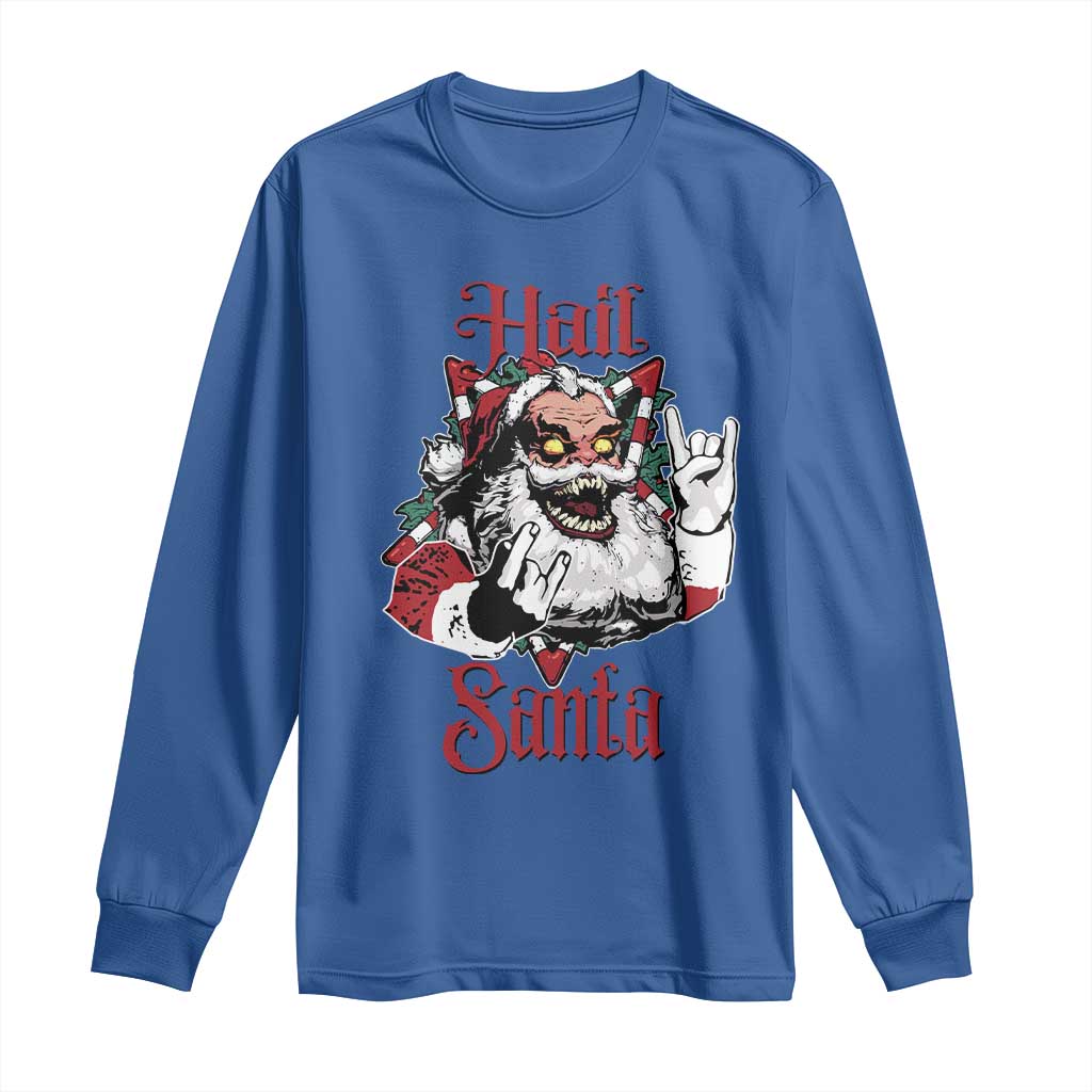 Hail Santa Heavy Metal Christmas Long Sleeve Shirt Krampus Xmas Rock & Roll TS11 Royal Blue Print Your Wear