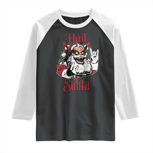 Hail Santa Heavy Metal Christmas Raglan Shirt Krampus Xmas Rock & Roll TS11 Black White Print Your Wear