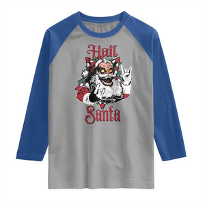 Hail Santa Heavy Metal Christmas Raglan Shirt Krampus Xmas Rock & Roll TS11 Sport Gray Royal Print Your Wear