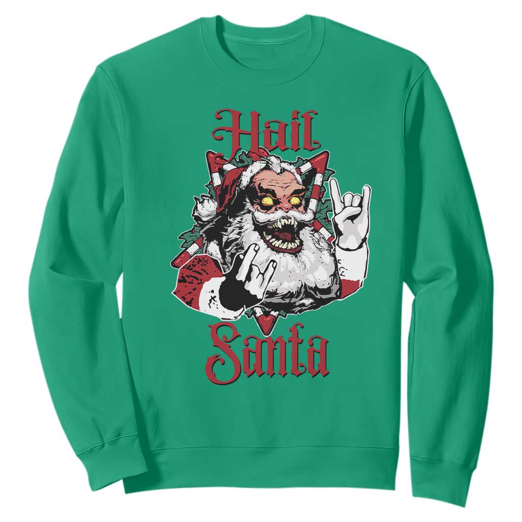 Hail Santa Heavy Metal Christmas Sweatshirt Krampus Xmas Rock & Roll TS11 Irish Green Print Your Wear