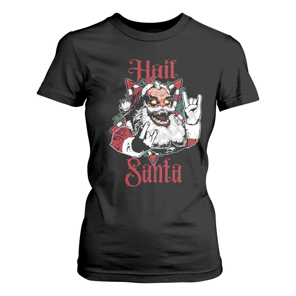 Hail Santa Heavy Metal Christmas T Shirt For Women Krampus Xmas Rock & Roll TS11 Black Print Your Wear