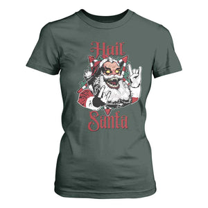 Hail Santa Heavy Metal Christmas T Shirt For Women Krampus Xmas Rock & Roll TS11 Dark Forest Green Print Your Wear