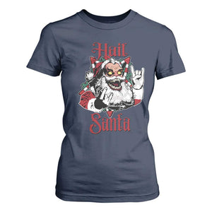 Hail Santa Heavy Metal Christmas T Shirt For Women Krampus Xmas Rock & Roll TS11 Navy Print Your Wear