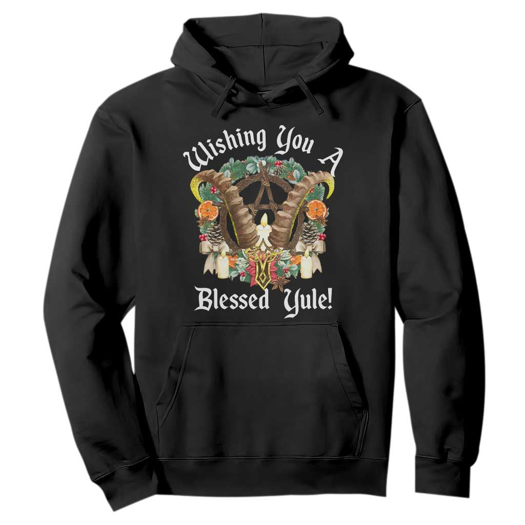 Wishing You A Blessed Yule Hoodie Yule Goat Pagan TS11 Black Print Your Wear