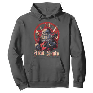 Funny Christmas Hail Santa Hoodie Sleigher Heavy Metal Xmas TS11 Dark Heather Print Your Wear
