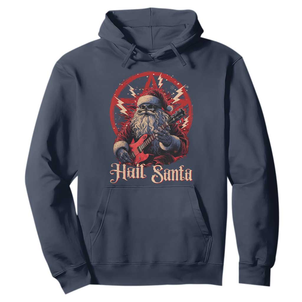 Funny Christmas Hail Santa Hoodie Sleigher Heavy Metal Xmas TS11 Navy Print Your Wear