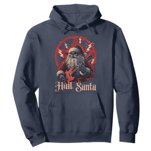 Funny Christmas Hail Santa Hoodie Sleigher Heavy Metal Xmas TS11 Navy Print Your Wear