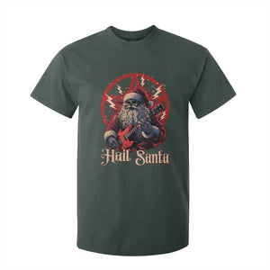 Funny Christmas Hail Santa T Shirt For Kid Sleigher Heavy Metal Xmas TS11 Dark Forest Green Print Your Wear