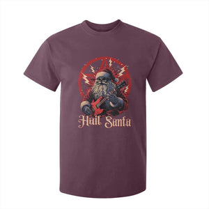 Funny Christmas Hail Santa T Shirt For Kid Sleigher Heavy Metal Xmas TS11 Maroon Print Your Wear