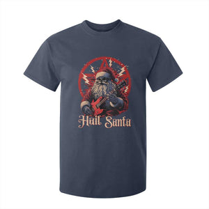 Funny Christmas Hail Santa T Shirt For Kid Sleigher Heavy Metal Xmas TS11 Navy Print Your Wear