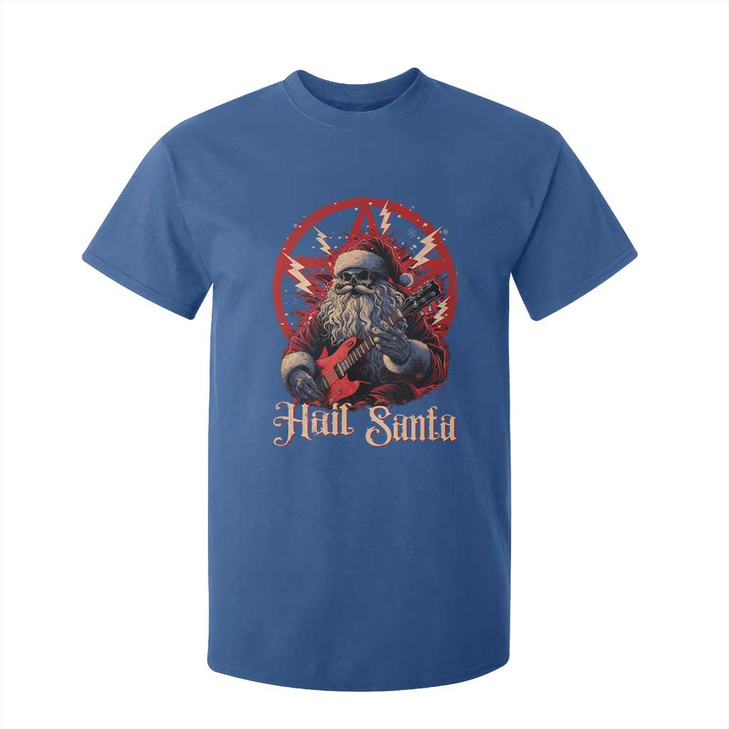 Funny Christmas Hail Santa T Shirt For Kid Sleigher Heavy Metal Xmas TS11 Royal Blue Print Your Wear