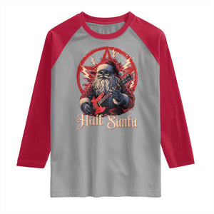 Funny Christmas Hail Santa Raglan Shirt Sleigher Heavy Metal Xmas TS11 Sport Gray Red Print Your Wear