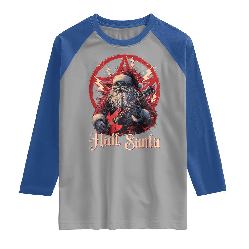 Funny Christmas Hail Santa Raglan Shirt Sleigher Heavy Metal Xmas TS11 Sport Gray Royal Print Your Wear