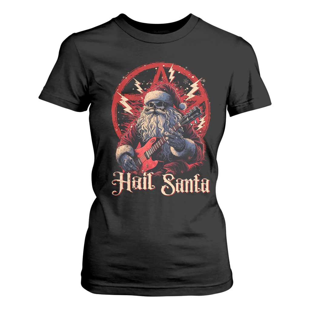 Funny Christmas Hail Santa T Shirt For Women Sleigher Heavy Metal Xmas TS11 Black Print Your Wear