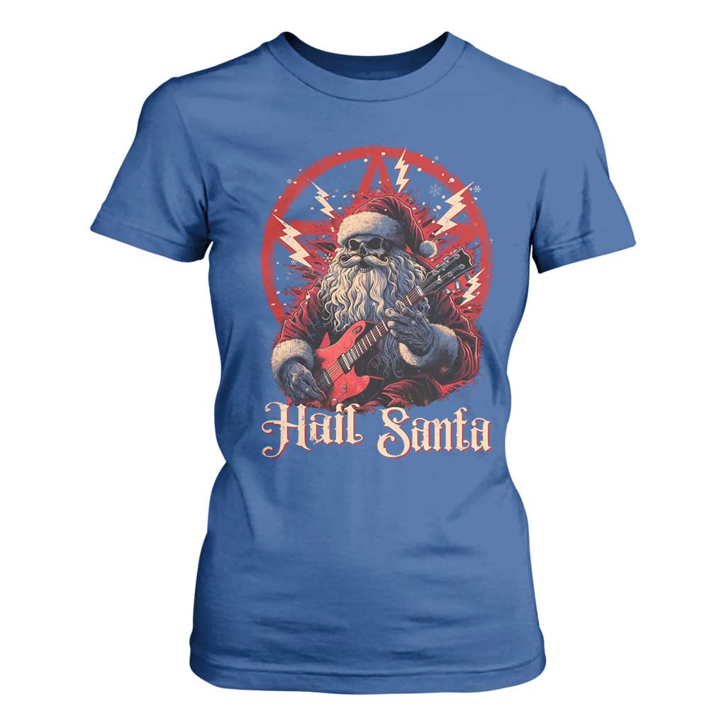 Funny Christmas Hail Santa T Shirt For Women Sleigher Heavy Metal Xmas TS11 Royal Blue Print Your Wear