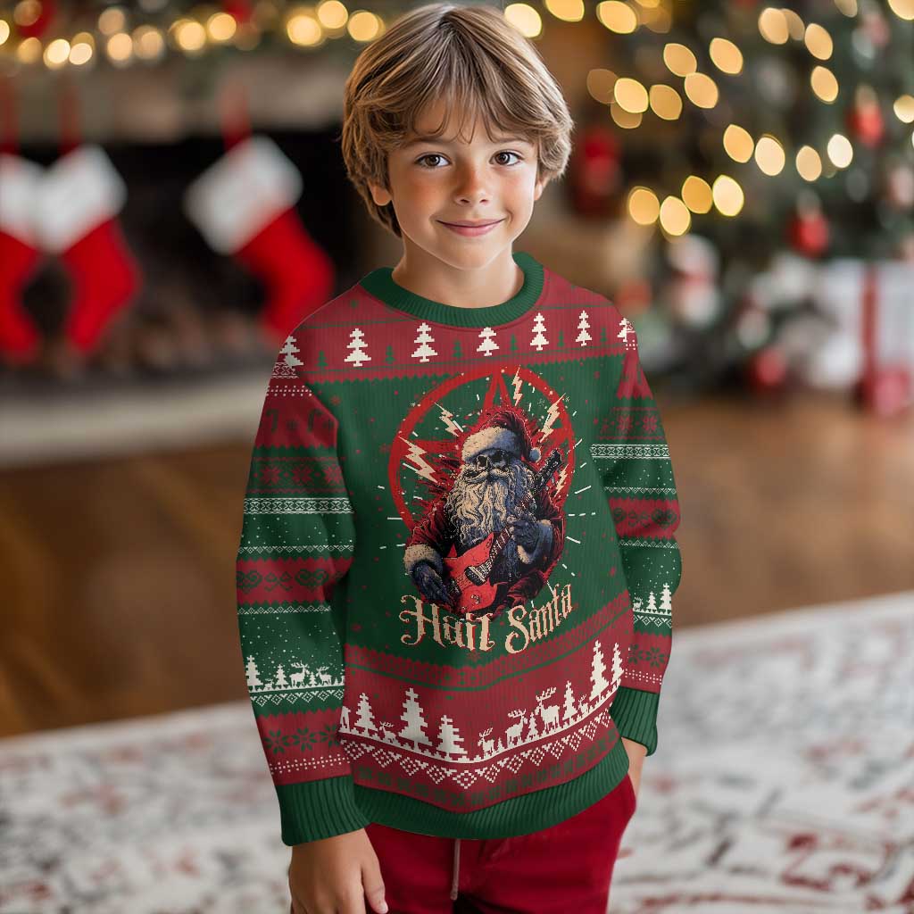 Funny Xmas Hail Santa Ugly Christmas Sweater Sleigher Heavy Metal TS11 Christmas Print Your Wear