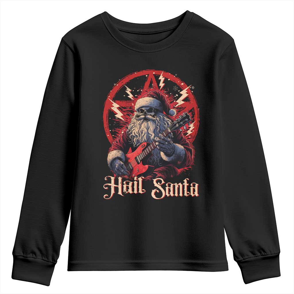 Funny Christmas Hail Santa Youth Sweatshirt Sleigher Heavy Metal Xmas TS11 Black Print Your Wear