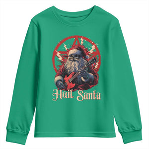 Funny Christmas Hail Santa Youth Sweatshirt Sleigher Heavy Metal Xmas TS11 Irish Green Print Your Wear
